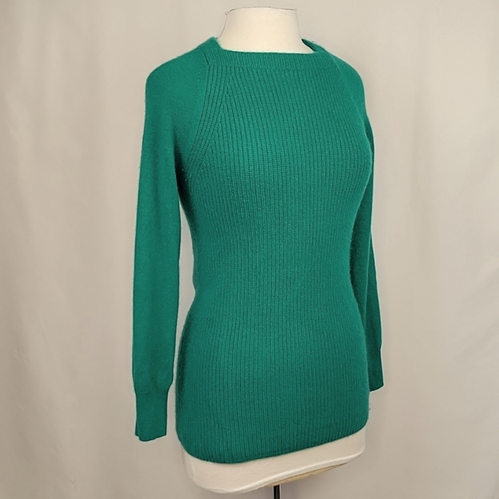 J.Crew Waffle Knit Cashmere Sweater Green Size Medium